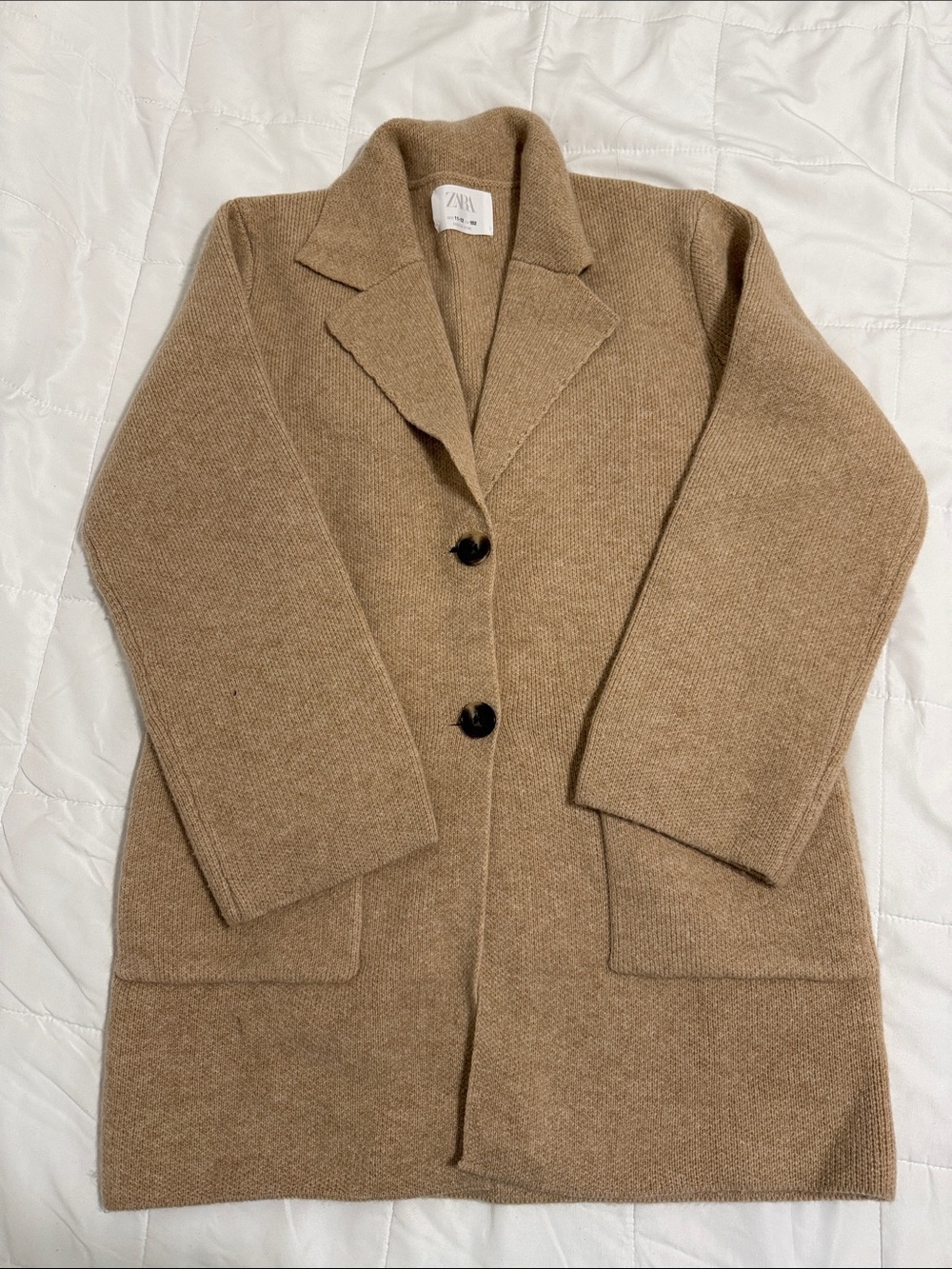 Zara Camel Tan Knit Blazer Coat